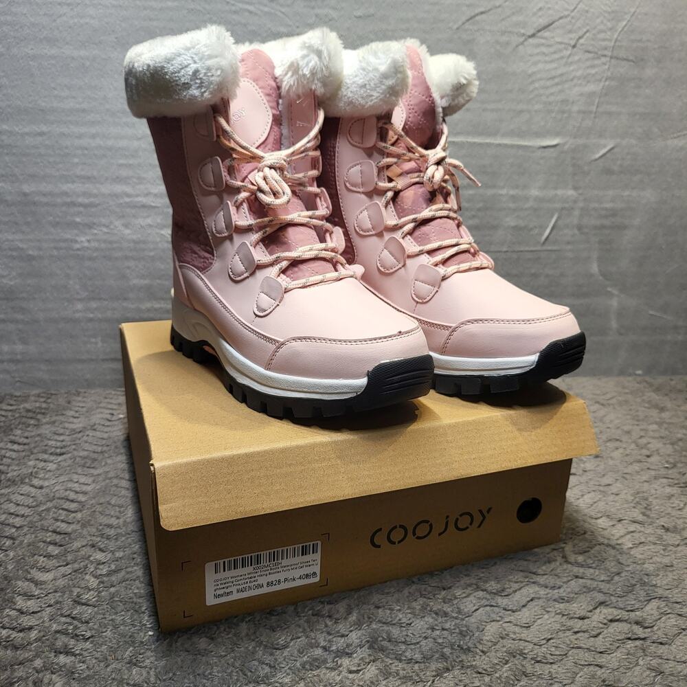 Coojoy Boots Womens Size 8 Waterproof Winter Snow Hiking Lightweight Furry EU40